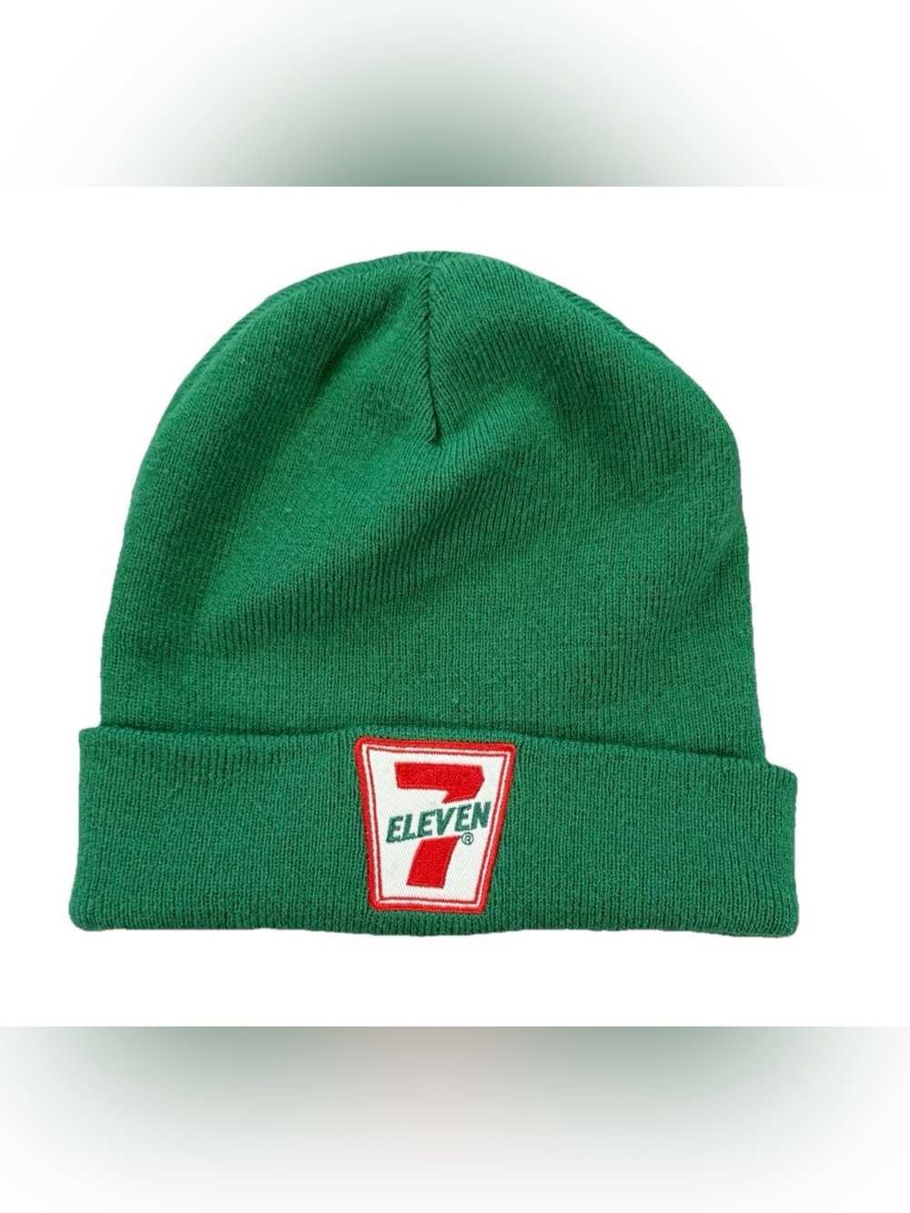 7-Eleven Beanie Green Knit Cuffed Embroidered Spellout Y2K Uniform Y2K Skater